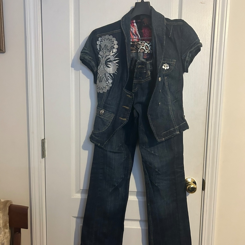 Dereon size 5/6 denim pants set